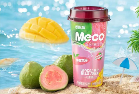 香飘飘旗下「meco」推出新品:芒果芭乐果汁茶饮料
