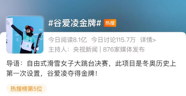 #谷爱凌金牌#话题