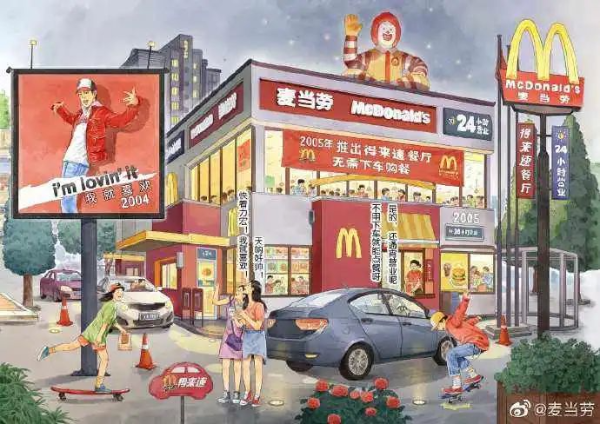 麦当劳门店画作