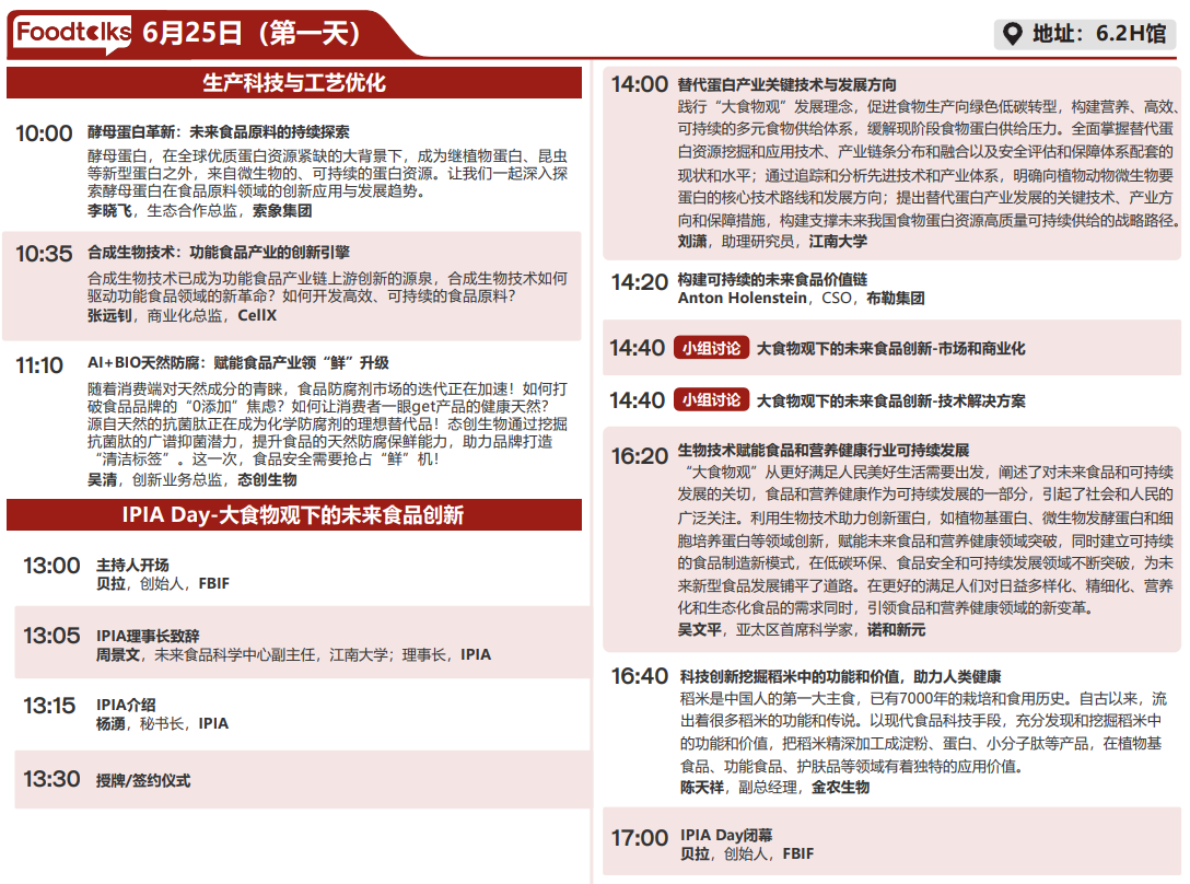 Foodtalks沙龙议程来了!酵母蛋白、功能食品、HMOs、药食同源... | FBIF2024 展区-FoodTalks全球食品资讯