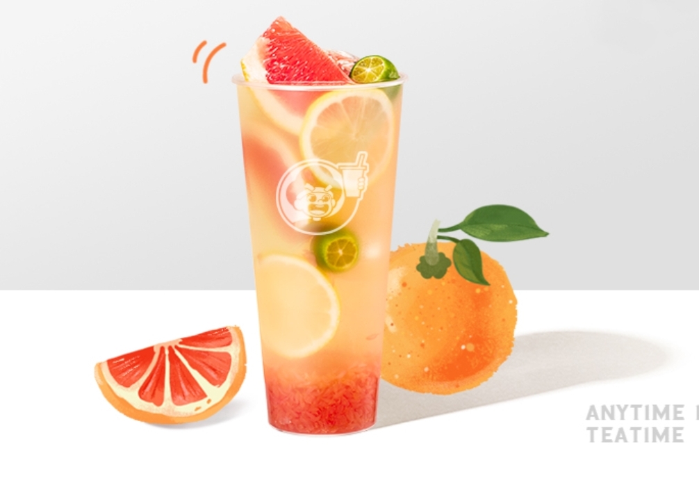 柚见红心芭乐选用南非红柚和芭乐作为原料,回味甘甜;柚见满满水果茶则