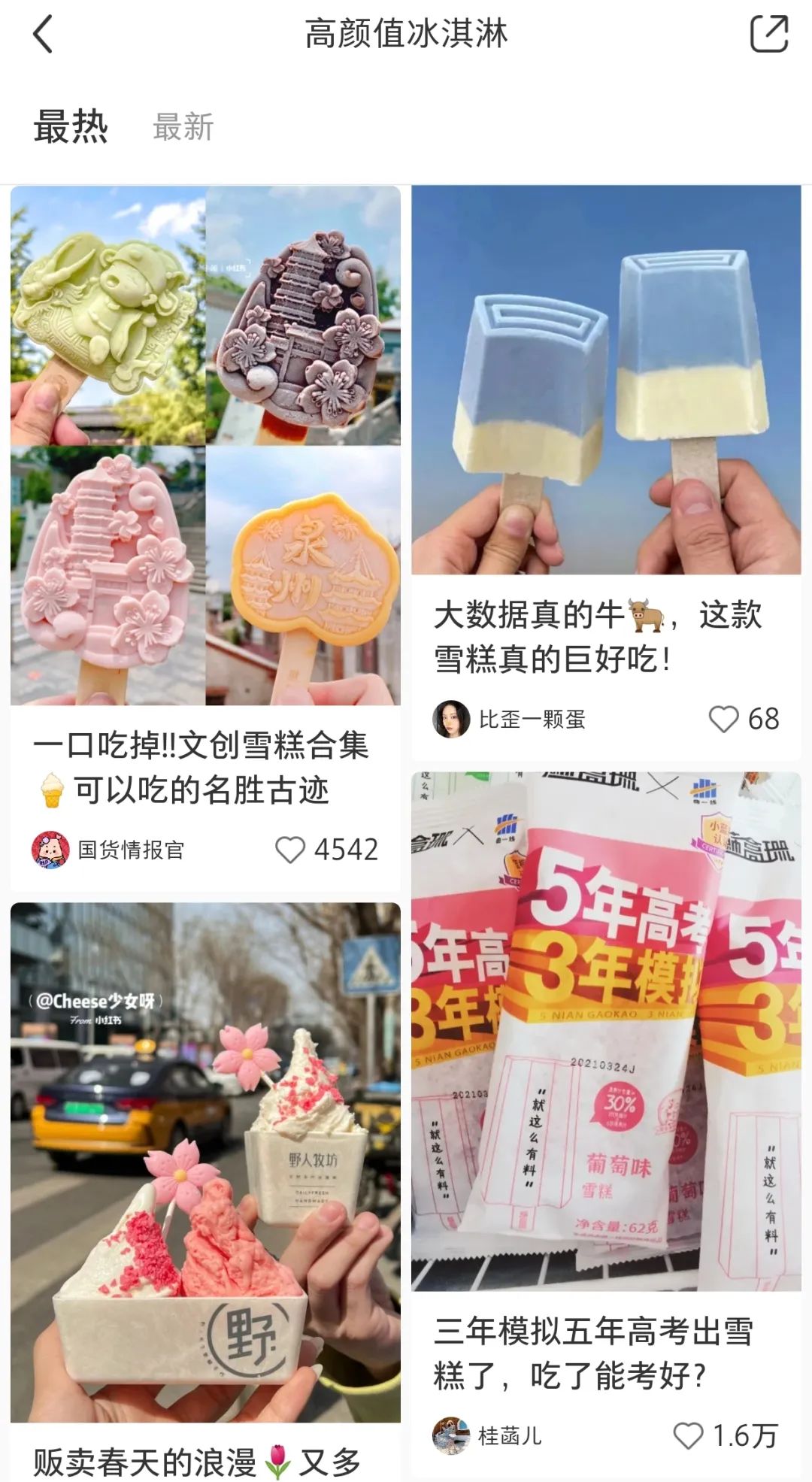 小红书中对“高颜值冰淇淋”的话题讨论