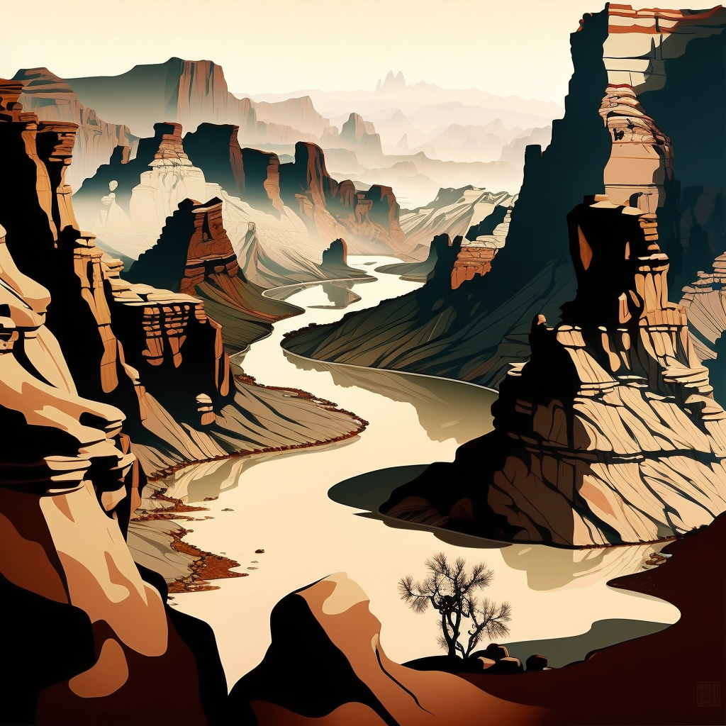 Midjourney设计的美国大峡谷 | 中国画