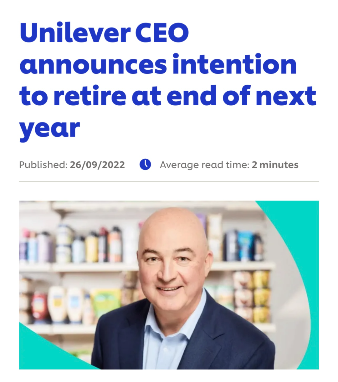 联合利华突然宣布CEO乔安路明年底退休！将在内外部寻找新帅-FoodTalks全球食品资讯