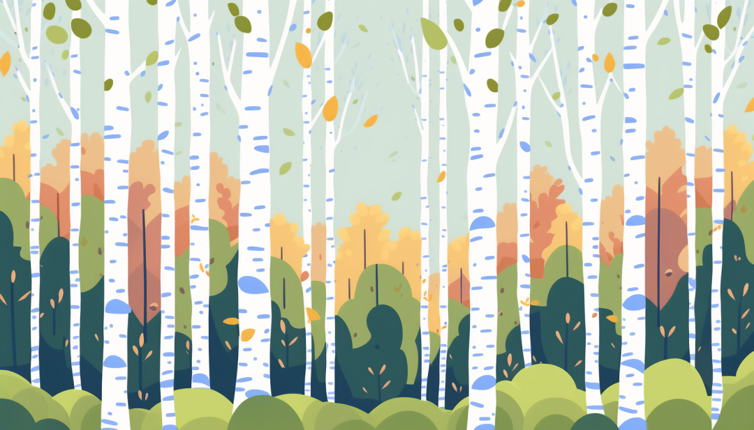 Midjourney设计的桦树林 | 插画