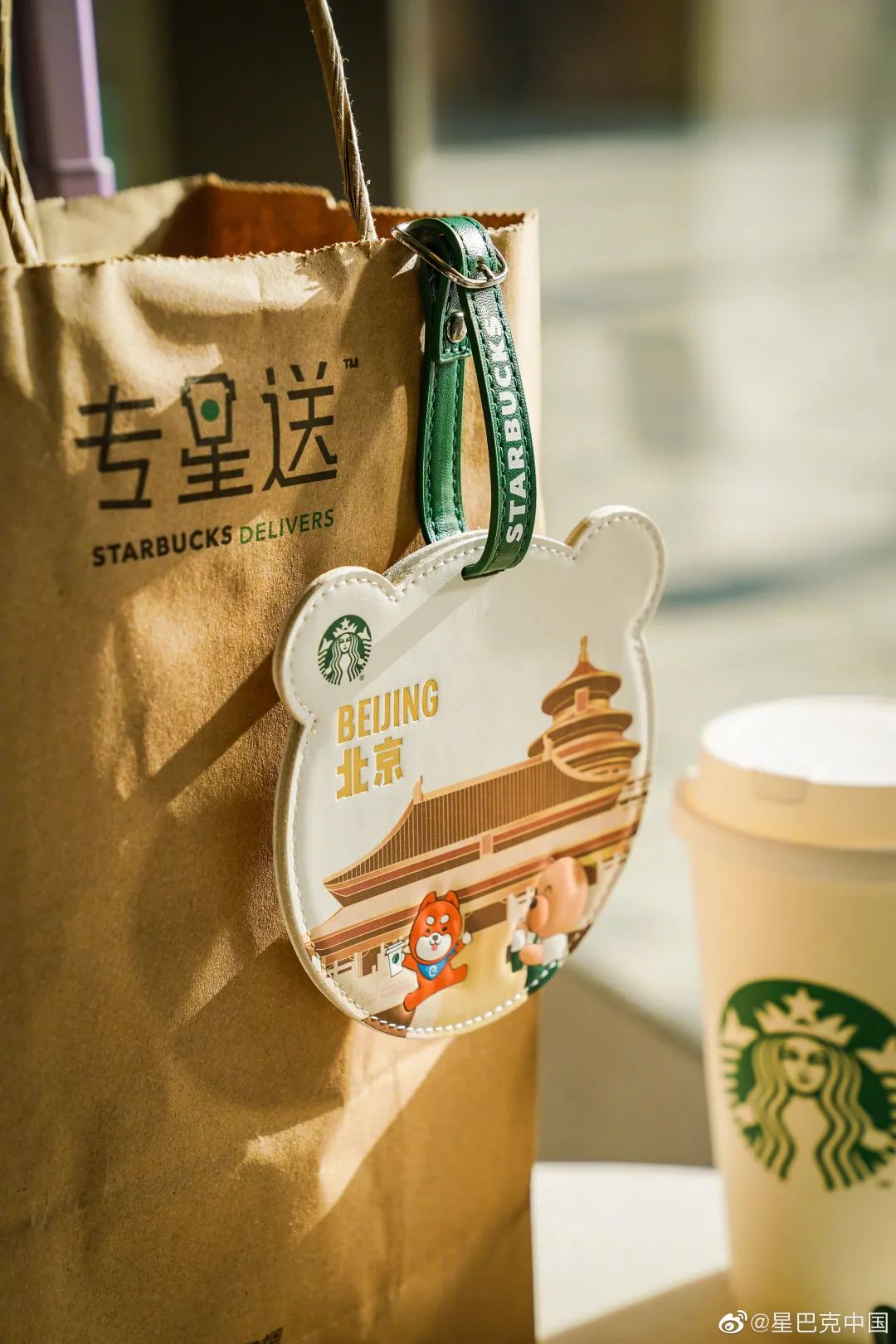 星巴克城市系列萌熊行李牌