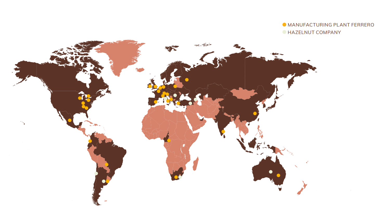 费列罗全球工厂（截至2019年）