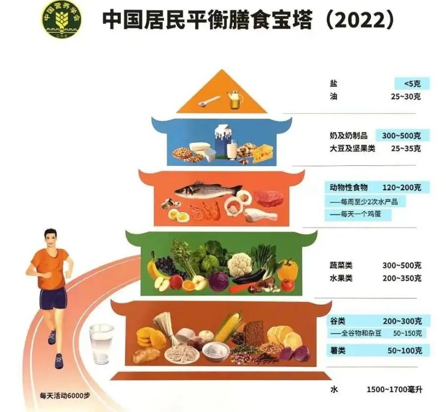 中国居民平衡膳食宝塔（2022）