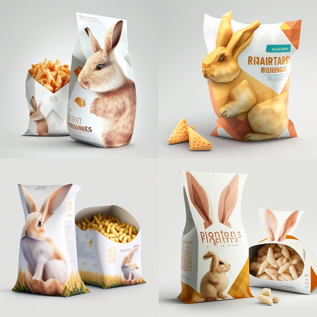 Midjourney设计的兔子造型的零食包装