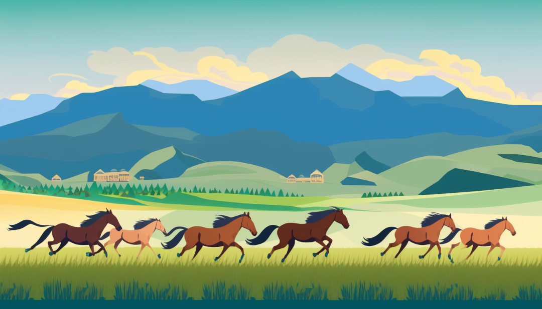 Midjourney设计的草原上奔跑的马 | 插画