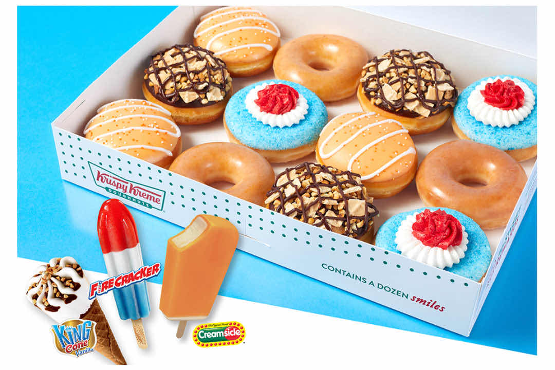 美国甜甜圈品牌Krispy Kreme与联合利华旗下冰淇淋品牌Good Humor、Popsicle合作，推出甜甜圈新品FoodTalks