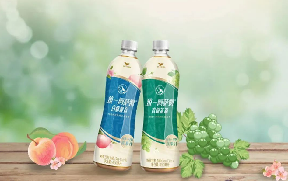 统一阿萨姆白桃观音和青提茉莉水果奶茶