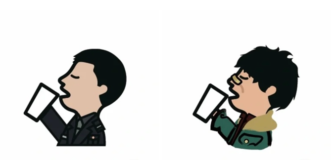 剧中人物安欣和高启强的喜茶小人儿