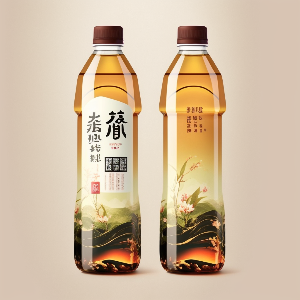 Midjourney设计的中国茶饮料PET瓶包装（图3）