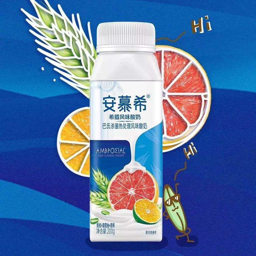 安慕希高端颗粒系列 青桔 葡萄柚 青稞