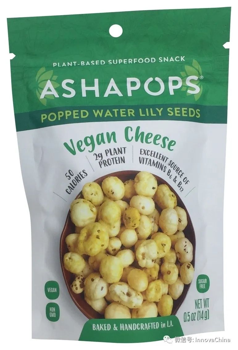 Ashapops 纯素奶酪风味膨化莲子，美国（图片来源：Innova Database)